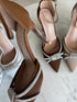 Rhinestone Embedded Pointy Ankle Strap Heels